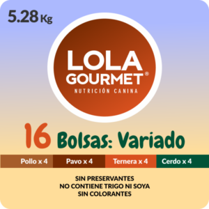 Lola Gourmet Alimento de Grado Humano para perros - Pack 16 Bolsas de 330g (5.28 kg de comida)