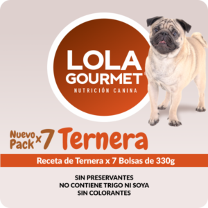 Lola Gourmet Receta de Ternera. Alimento de Grado Humano para perros - 7 Bolsas de 330g (2.31 Kg de comida)