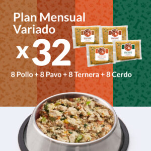 Plan Mensual. 32 Bolsas de comida x mes. Variado.